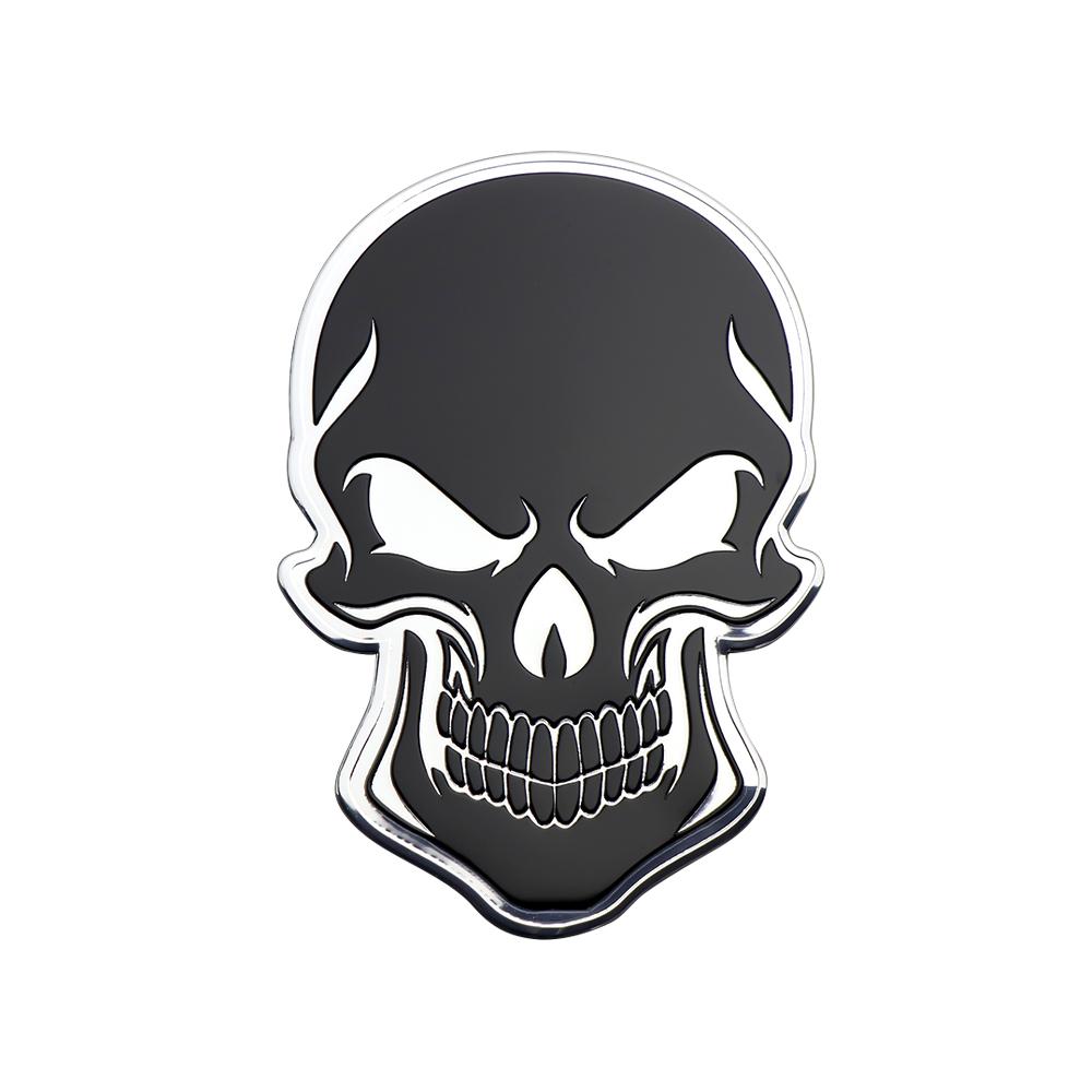 2026 3D Aluminium Skull Head Badge Stickers Car Door Fender Decal Rear Trunk Emblem Sticker Auto Accessories For Audi Benz BMW Kia