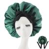 Silk Satin Sleep Cap with Ribbon Bow for Women - Elastic Wide Brim Bath Headscarf Hat for Hair Care