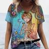 Summer Cartoon T Shirt For Women Gilr Graphic Print V-Neck Short Sleeve Pullover Outdoor Casual Clothing Female T-Shirts