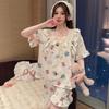 Plus Size Women's Summer Pajamas: Cute Princess Style with Square Collar, Short Sleeves, and Shorts
