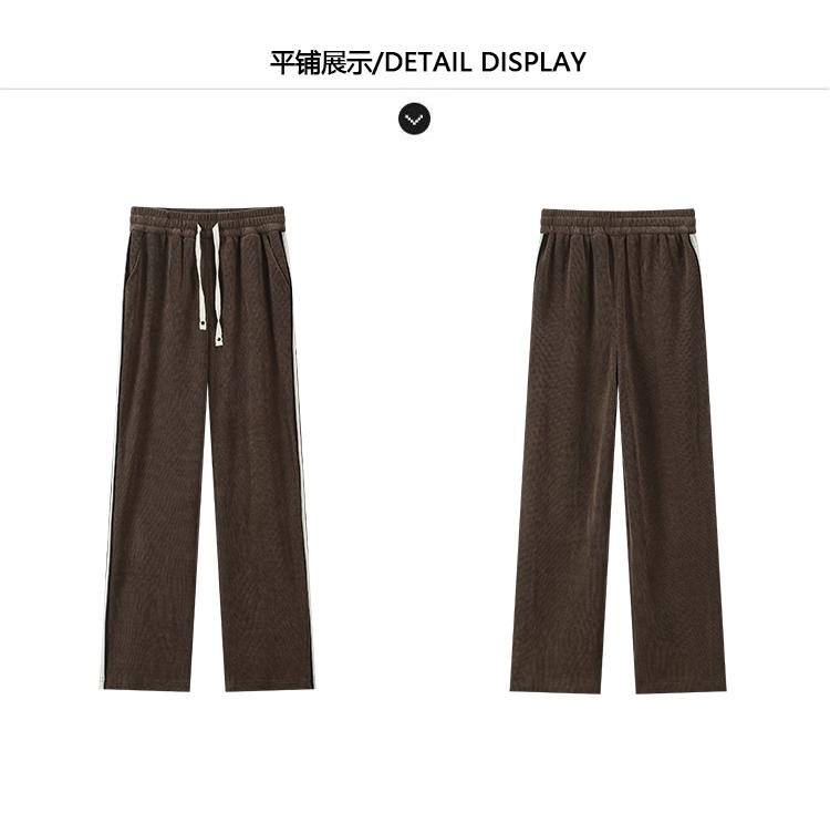 Spring and Autumn Fashion Straight Leg Casual Pants Drawstring Waist Pants High Waist Wide Leg Loose Pants