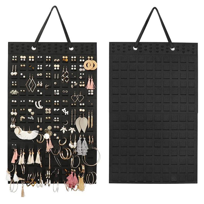 Wall Mounted Jewelry Display Organizer Bag Vertical Earring Necklace Bracelet
