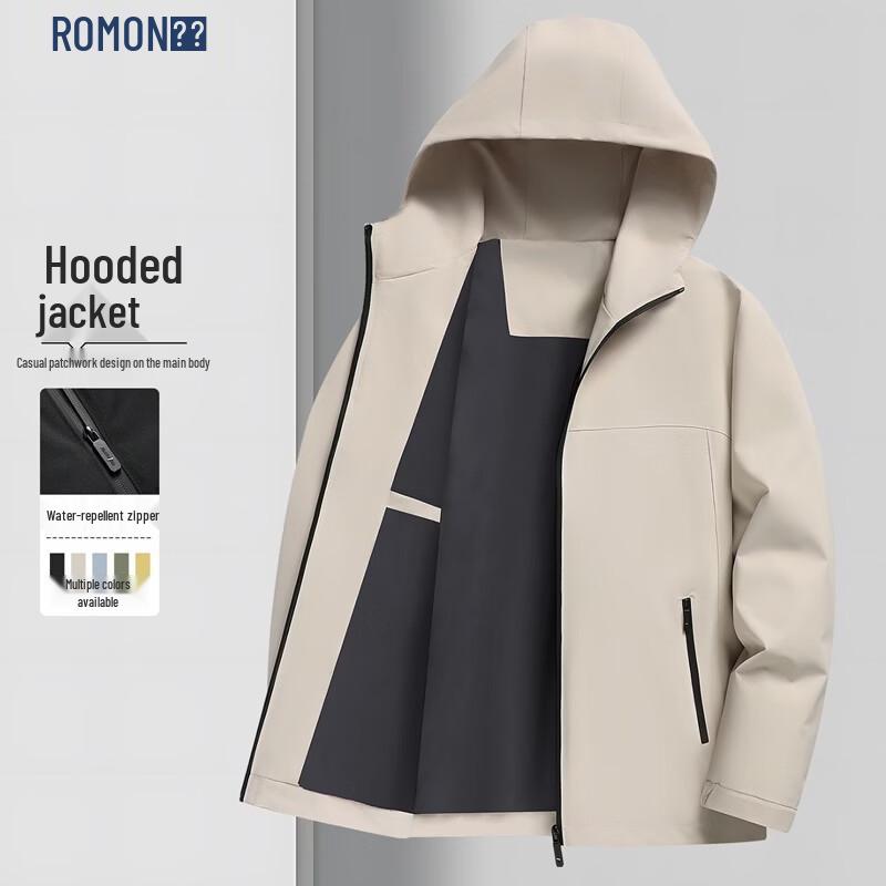 ROMON Men's Hooded Business Casual Jacket