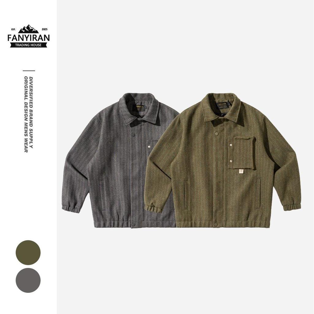 UNISEX WANLEGETU Japanese Retro Woolen Workwear Jacket J2209