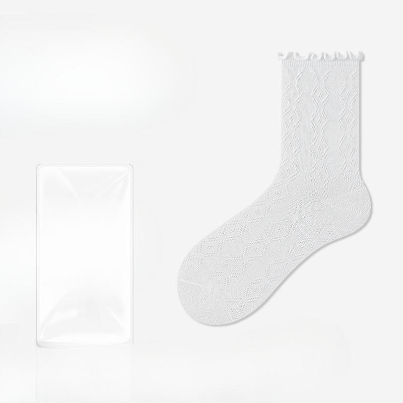 Women's Summer Thin Lace Mesh Breathable Medium Tube Pile Cotton Socks