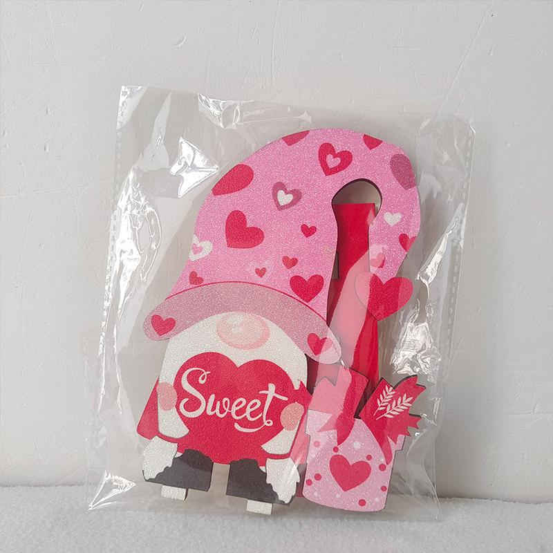 Valentine's Day Heart-shaped Pattern Creative Gift Decorative Cartoon Old Man DIY Wood Ornament Decorations