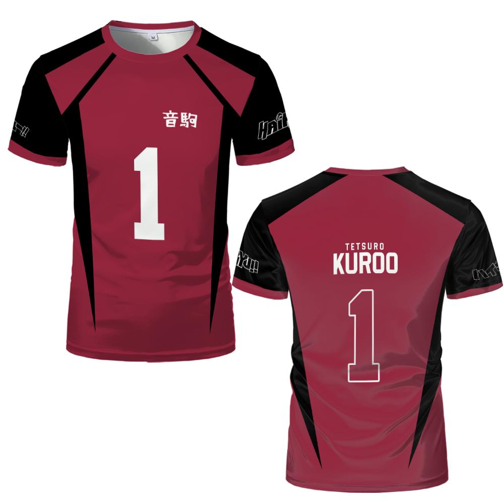 Cosplay Costume School Volleyball Club Men Sportswear Tee Kids Anime Haikyuu Nekoma Jersey Uniform T-shirt Kozume Tetsurou Kuroo