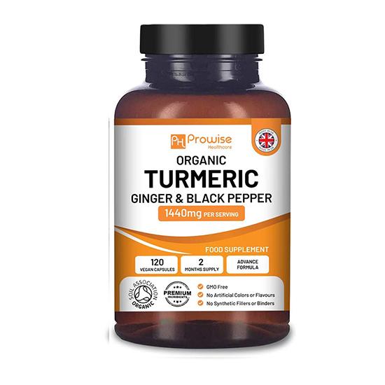 Куркума имбирь черный перец 1440 мг - 120 капсул | Великобритания Сделано Prowise Healthcare