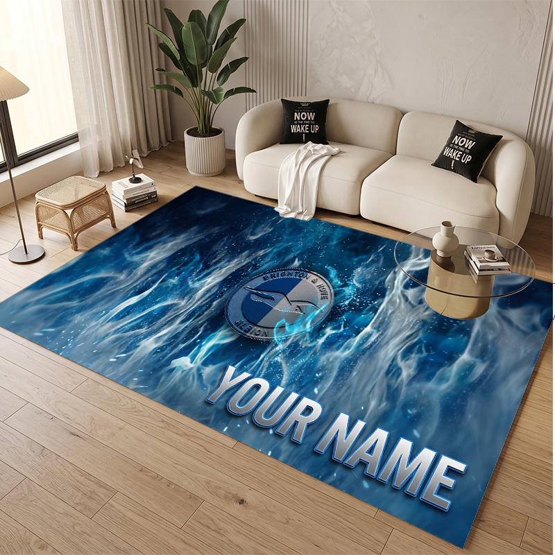 Personalized Crystal Velvet Carpet Brighton & Hove Albion Football Pattern Non Slip Floor Rug
