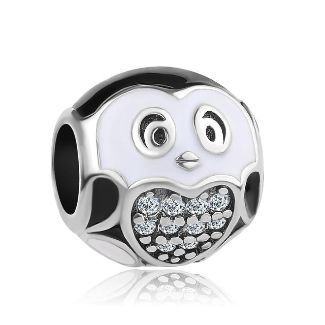 Новинка, 1 шт., стерлингового серебра 925 пробы, сова, пингвин, Lucky Cat, футбол, DIY бусины, подходят для браслета, оригинальные для женщин, F097