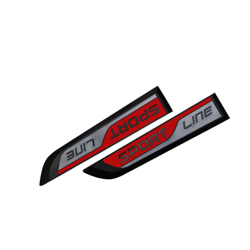 HGWE4 Metal Sport Line Badge 3D Stickers Car Body Side Emblem Decal Car Styling For Skoda Octavia Fabia Rapid Kodiaq Karoq Superb A7