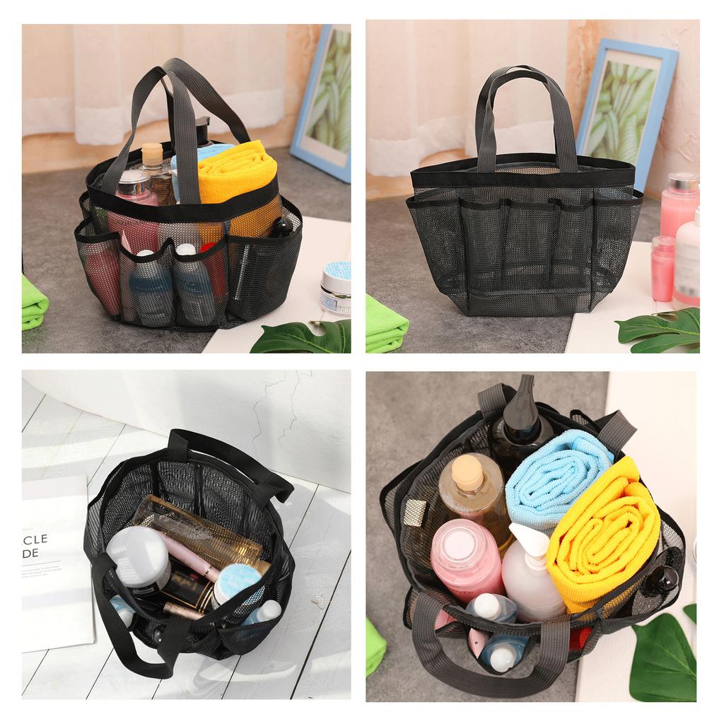 Сетчатая сумка-тоут для душа с 7 карманами, ручкой, органайзер для ванных принадлежностей, быстросохнущая подвесная косметичка для общежития, спортзала, ванной комнаты