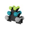 SONGMICS Hex Dumbbells Set with Stand - 2 X 1 Kg, 2 X 2 Kg, 2 X 3 Kg, Neoprene Matte Finish, Hand Weights for Home Exercise, Lime, Teal