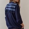Maxza Lettering Round Neck Knit   Stripe Shawl Set Ze11qk013na