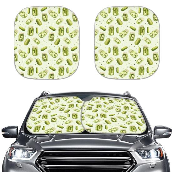 2Pcs Plants Pattern Sun Shades Reflective Windshield Covers Foldable UV Protection Vehicles Sun Visor for Cars SUVs