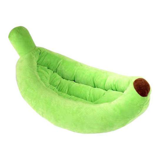 Banana Pet House with Removable Washable Cushion Soft Plush Cat Bed for All Seasons Semi-Enveloping Pet Bed for Cats