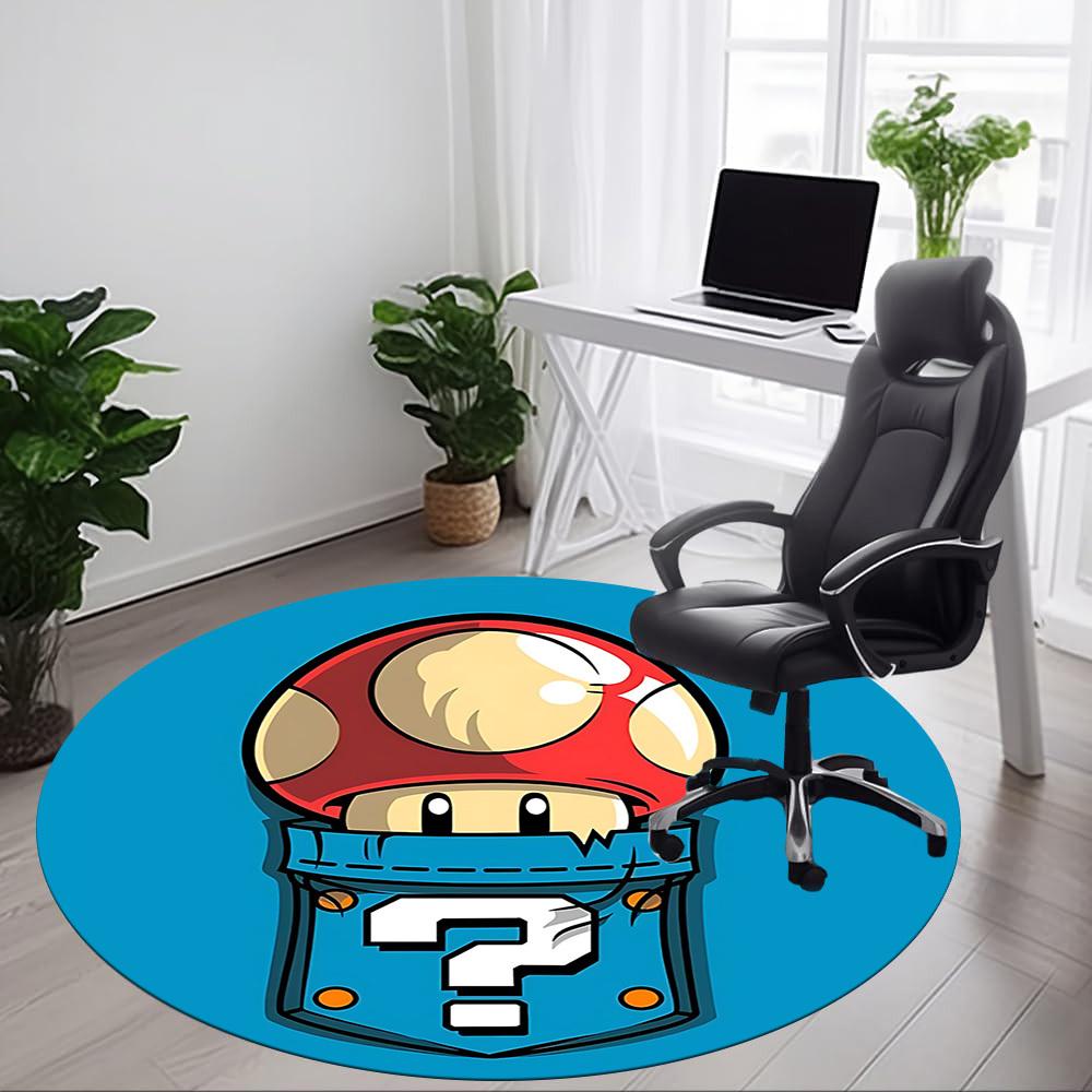1pc Mario Mushroom Mystery Office Round Area Rug, Under Office Chairs Bedroom Living Room Home Decor a0926205
