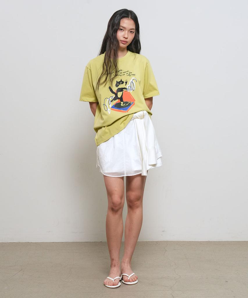 General Idea Sheer Shirred Layered Elastic Skirt [White] / Gf1Lsk508
