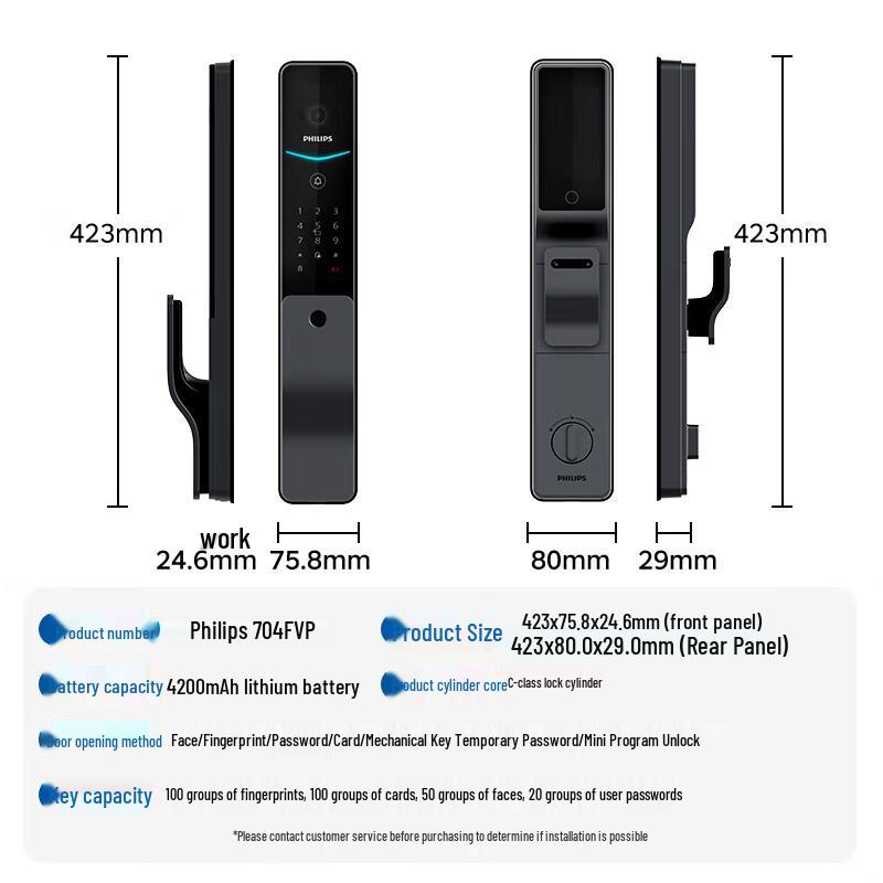 Philips DDL704-FVP-7HW 3D Facial Recognition Smart Door Lock