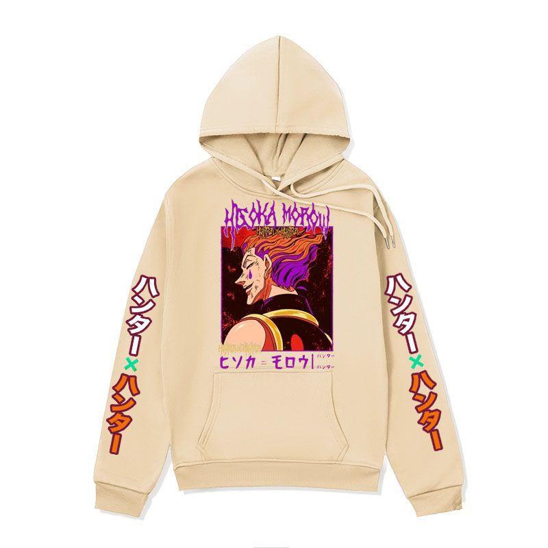Mens Oversized Hooded Sweatshirt Anime Print Streetwear Japanese Harajuku Style Loose Fit Casual Pullover
