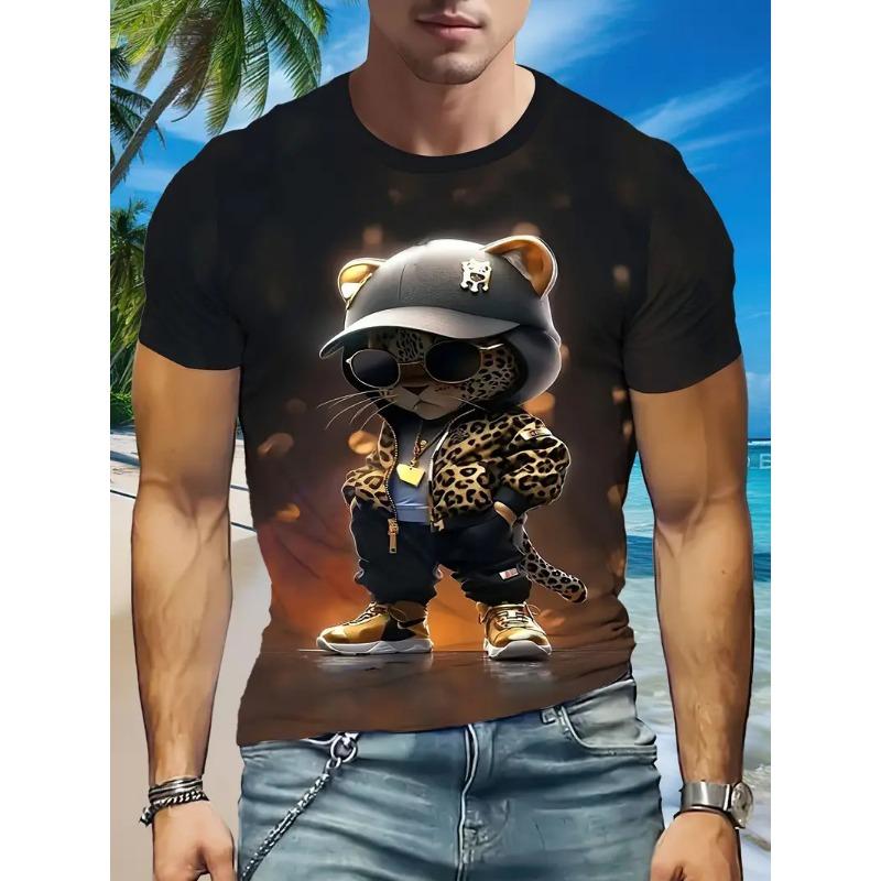 Летний круглый вырез с 3D забавными мультяшными узорами, модные повседневные футболки с короткими рукавами для мужчин