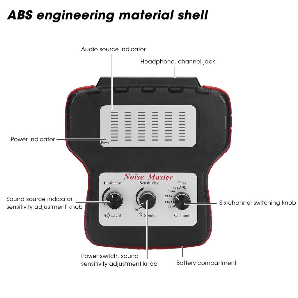 6-канальный автомобильный электронный стетоскоп, инструмент для проверки аномального шума трансмиссии двигателя, 100 Гц-10 кГц