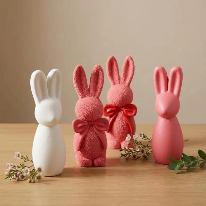 3D свеча-кролик, силиконовая форма, смола, DIY, пасхальный бантик, текстура, милые украшения для дома, простой дизайн для рукоделия