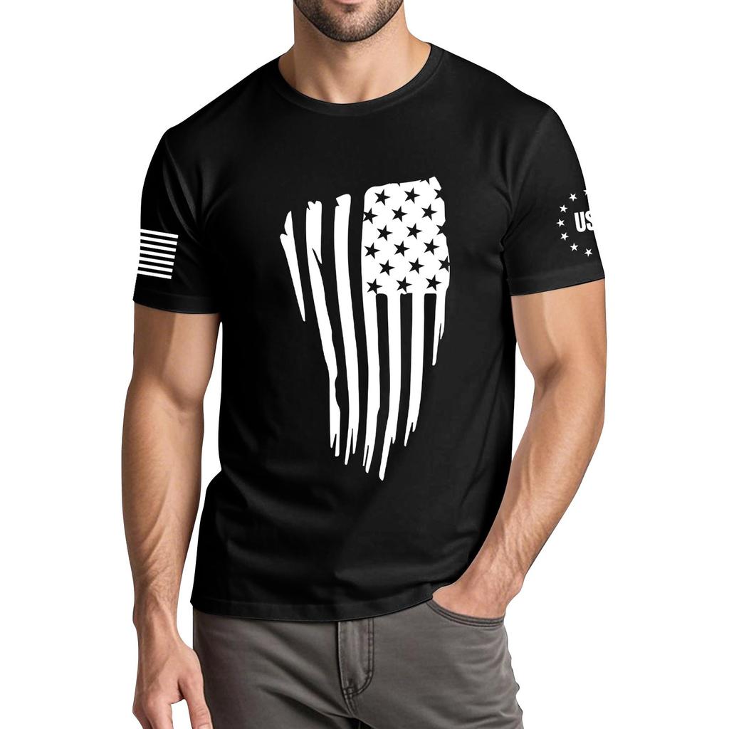 Мужская модная повседневная футболка с круглым вырезом и коротким рукавом с принтом «День независимости»