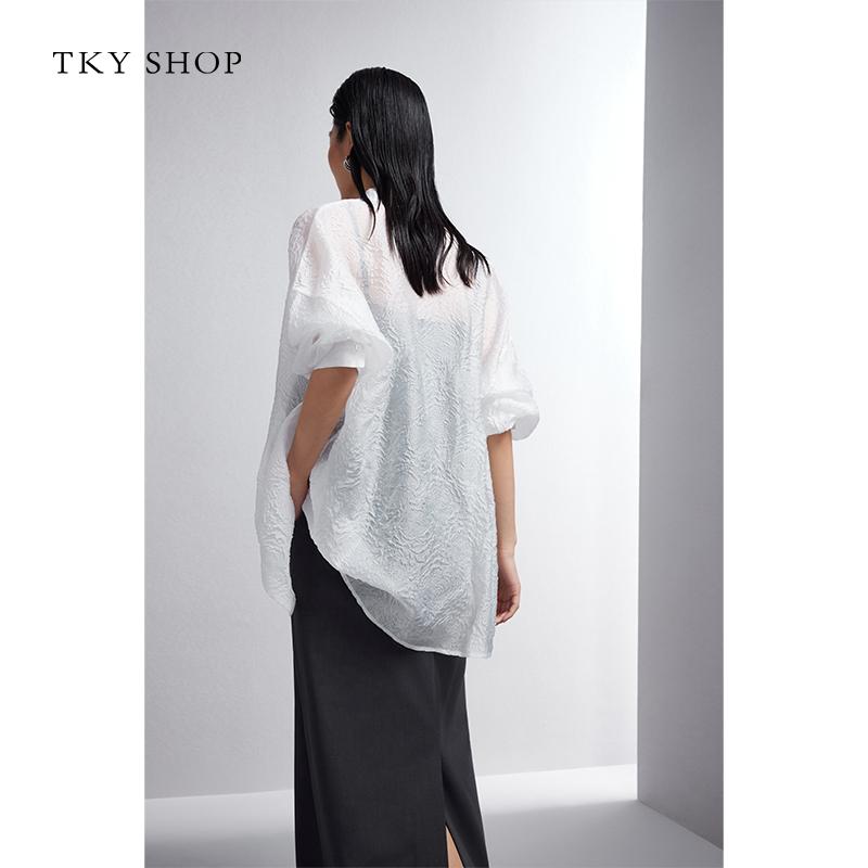 Texture long sleeved shirt for women's spring new fashion casual loose thin top