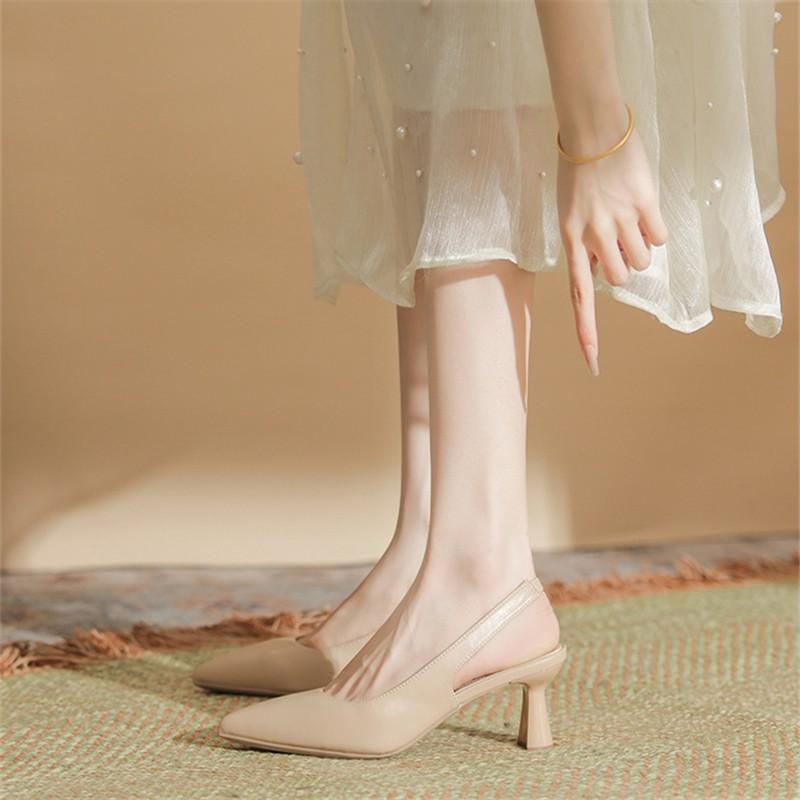 Мода 2024 года, лето, новые внешние сандалии с острым носком, женские простые и универсальные, удобные, легкие, однотонные туфли