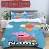 3pcs Duvet Cover Set (1*Duvet Cover + 2*Pillowcase, Without Core), Custom Name Peppa Pig Pattern Bedding Set, Home Bedroom Decor Gift