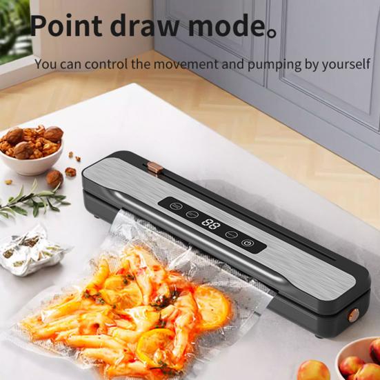 Беспроводной вакуумный упаковщик Сильное всасывание Цифровой дисплей Перезаряжаемый Компактный Портативный Вакуумный запайщик с 10 вакуумными пакетами