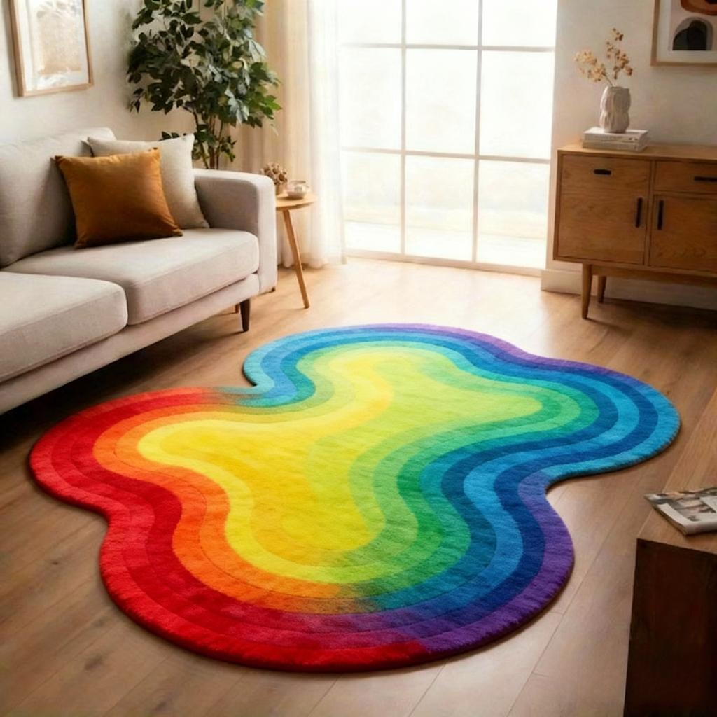 Irregular Shape Carpets for Living Room Fluffy Soft Lounge Dopamine Floor Mat Large Area Bedroom Decor Carpet Thickend Plush Rug