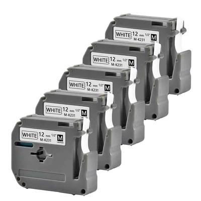 5 упаковок ленты MK 231, совместимая с Brother mk 231 M-K231, 12 мм, черно-белая этикеточная лента для принтера Brother p-touch PT-80 PT-M95