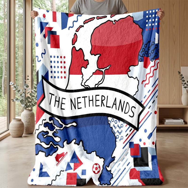 Netherlands Football Printed Flannel Blanket Skin Friendly Warm Decorative Throw for Indoor Couch Bed Daily Use