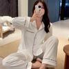 Women's White Double-Sided Fleece Two-Piece Homewear for Autumn/Winter