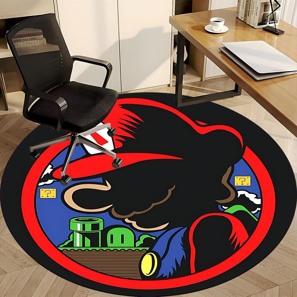 1pc Mario Adventure Office Round Area Rug, Under Office Chairs Bedroom Living Room Home Decor a1022221
