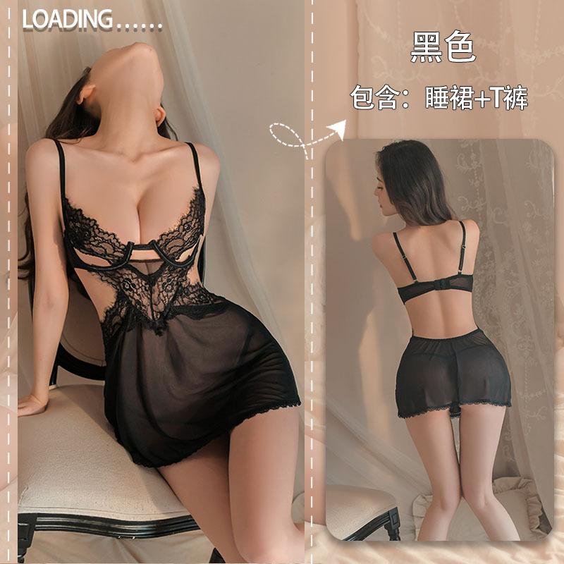 Сексуальное нижнее белье кружево соблазнение сексуальный подтяжки полая ночная рубашка горячая сетчатая перспектива пижама