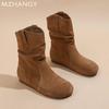 Женские зимние сапоги на плоской подошве, модная зимняя обувь для женщин, трендовые ботинки челси 2024 года, прогулочные новые готические ретро-сапоги, короткие сапоги Mujer