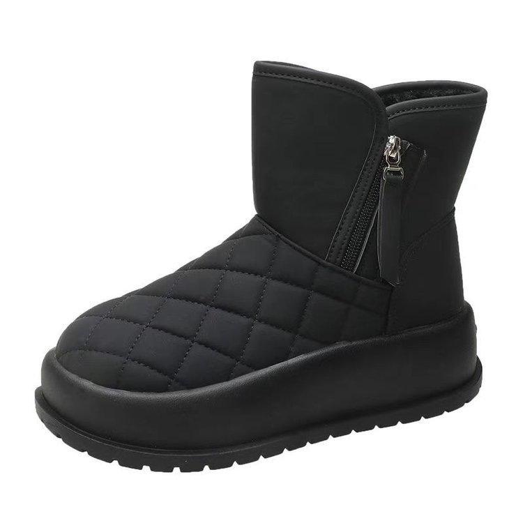 Зимние бархатные утолщенные теплые хлопковые туфли 2025 осень новая водонепроницаемая и нескользящая обувь короткие ботинки Северо-восток снег толстая подошва ботинки женские