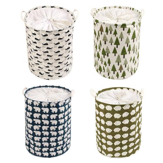 Foldable Drawstring Laundry Basket Dirty Clothes Toy Storage Bucket Organizer