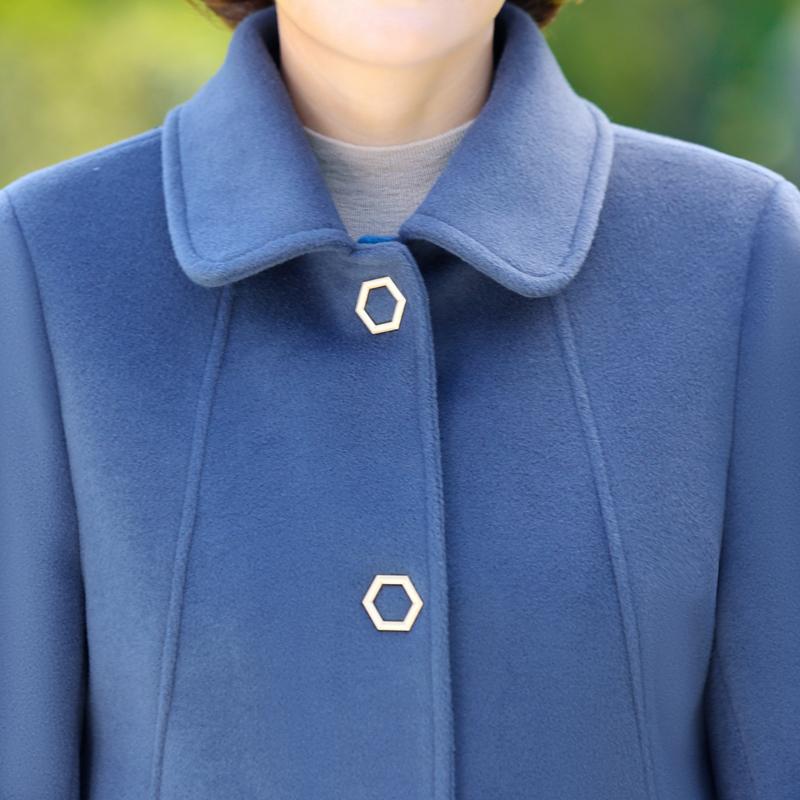 Middle Age Women's Wool & Blends Coats Winter Women's Jackets Elegant Loose Long Outerwears