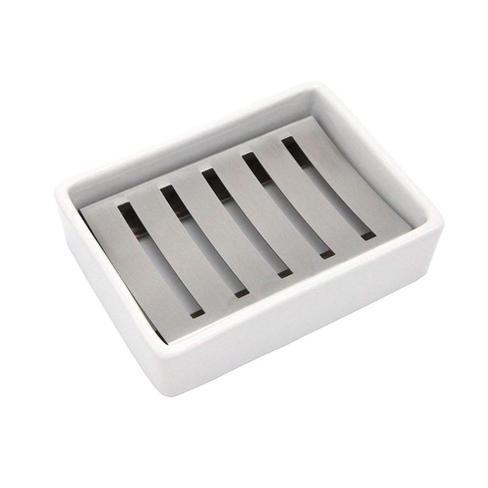 Fast Drying Storage Tray Stainless Steel Draining Rack Soap Container Box Soap Dish Sponge Holder