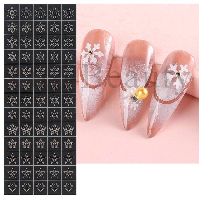 Love Rose Laser Nail Stickers Butterfly Heart Star Design Adhesive Slider Decals Nail Art Stickers Manicure Decorations
