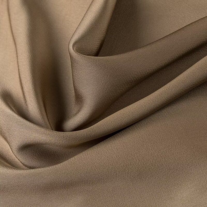 Kaslead New Women Clothes Western Style Silk Satin Texture Twist Sleeveless Swing Collar Dress