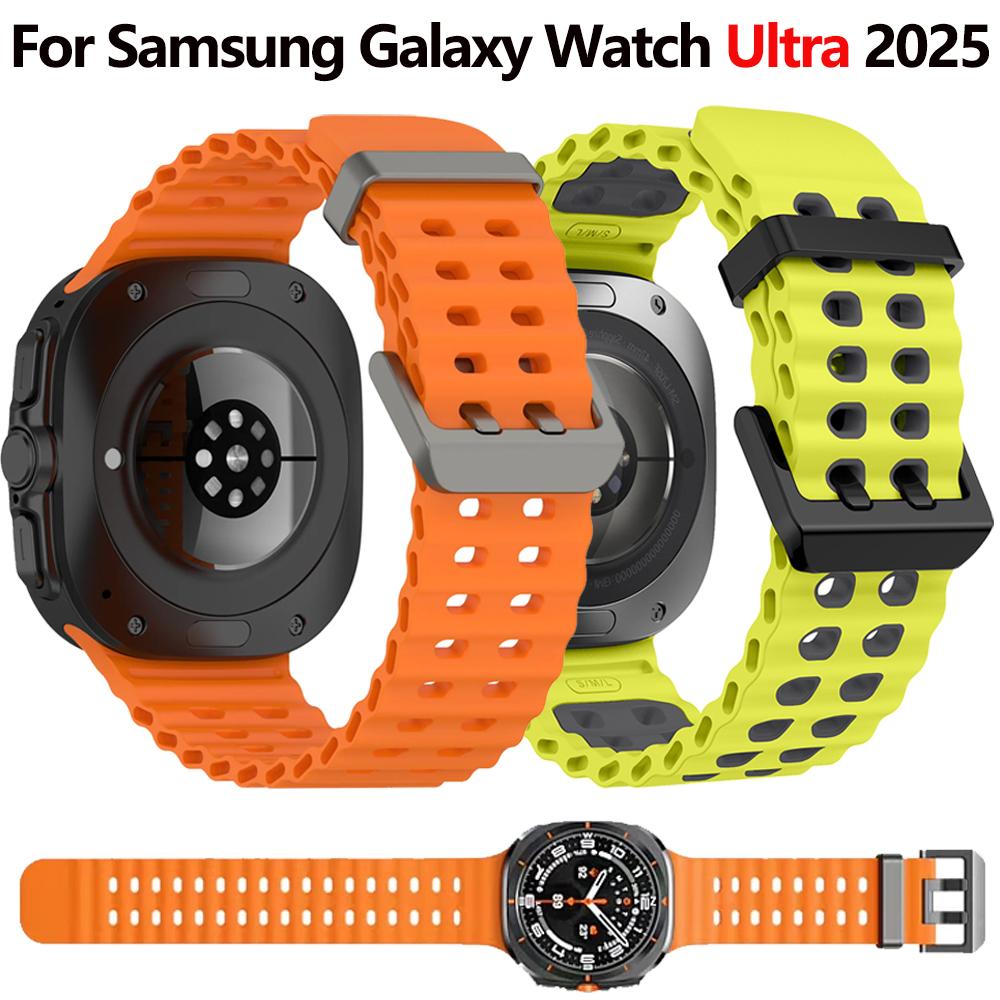 Мягкий силиконовый ремешок для Samsung Galaxy Watch 8 Ultra 2025 47 мм Оригинальный браслет для Galaxy Watch 8-7 Ultra 47 мм Ремешок Ocean Watchband