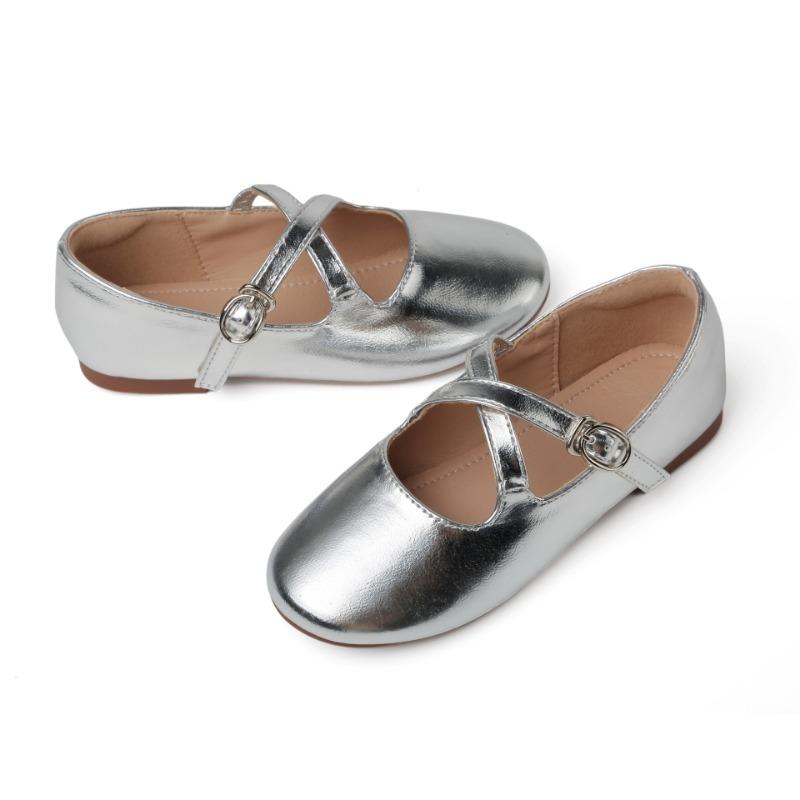 Туфли принцессы из кожи для девочек, однотонные, на крестовой шнуровке, детские балетки, модные, весенне-осенние, детские туфли на плоской подошве для свадебной вечеринки