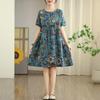 Короткий рукав Плюс размер Хлопок винтажный цветочный новый в платьях для женщин повседневное свободное летнее платье миди
