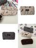 Soft Cotton Bear Print Velvet Canvas Pencil Case Korean Style Large Capacity Stationery Box Pencil Bag Brown