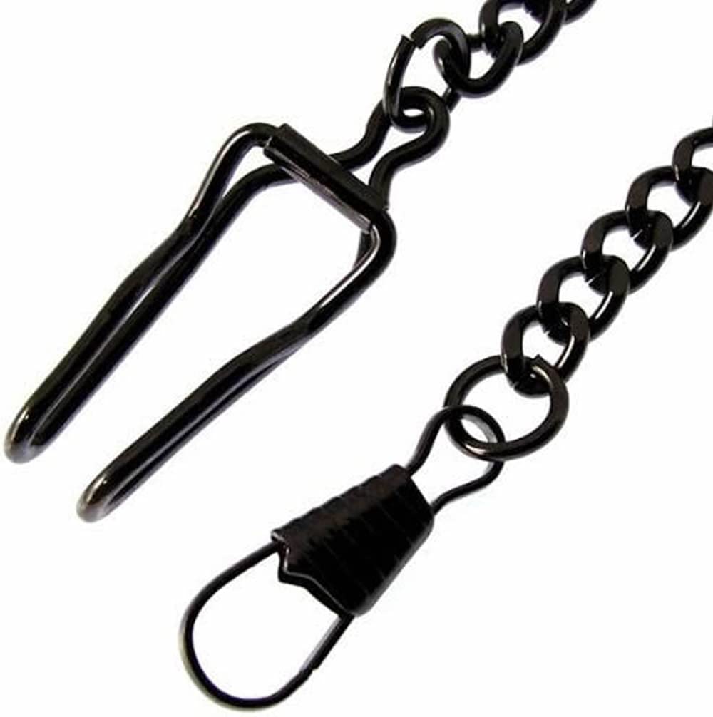 Цепочка для карманных часов с крючками, 36 см, антикварная цепочка цвета оружейной стали, черная [Pellforia]